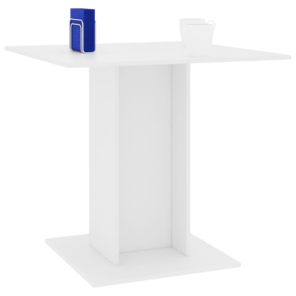 vidaXL virtuves galds, 80x80x75 cm, skaidu plāksne, balts