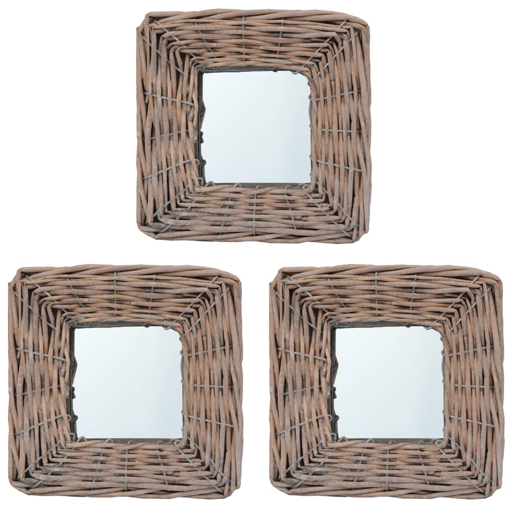 vidaXL spoguļi, 3 gab., 15x15 cm, pīti