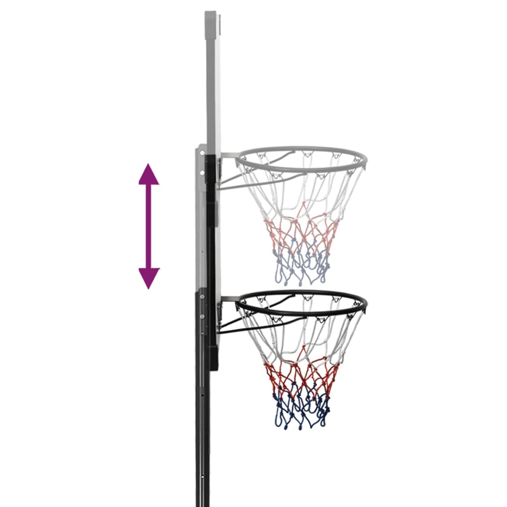 vidaXL basketbola vairogs, caurspīdīgs, 280-350 cm, polikarbonāts