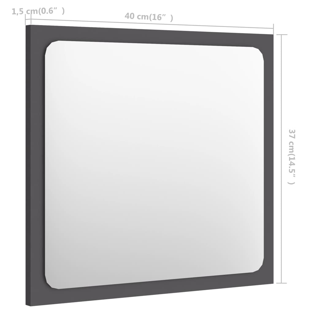 vidaXL vannasistabas spogulis, pelēks, 40x1,5x37 cm, skaidu plāksne