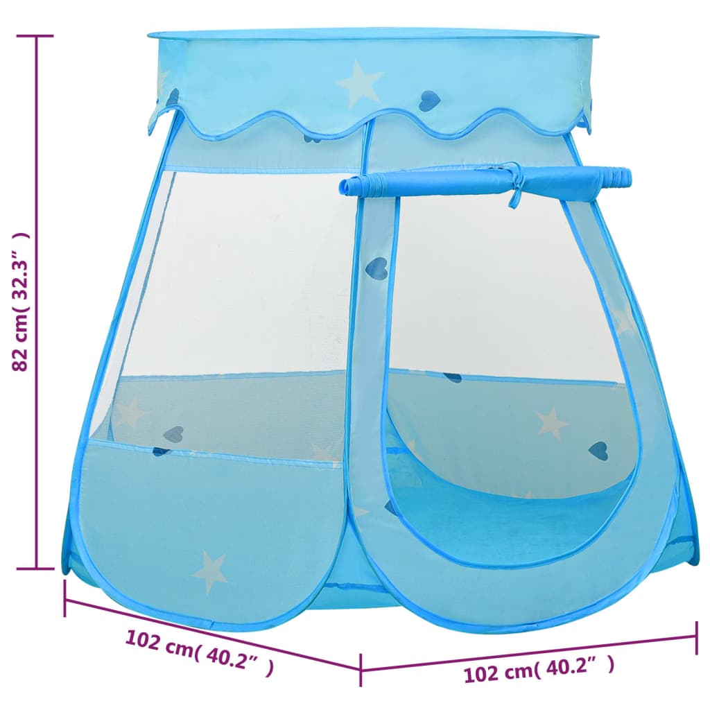 vidaXL rotaļu telts ar 250 bumbiņām, zila, 102x102x82 cm