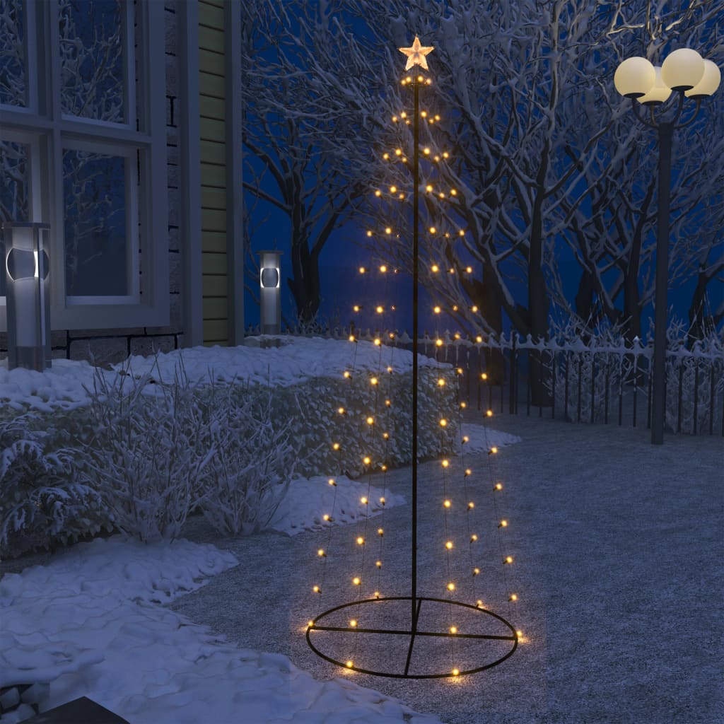 vidaXL Ziemassvētku egle, 100 silti baltas LED lampiņas, 70x180 cm