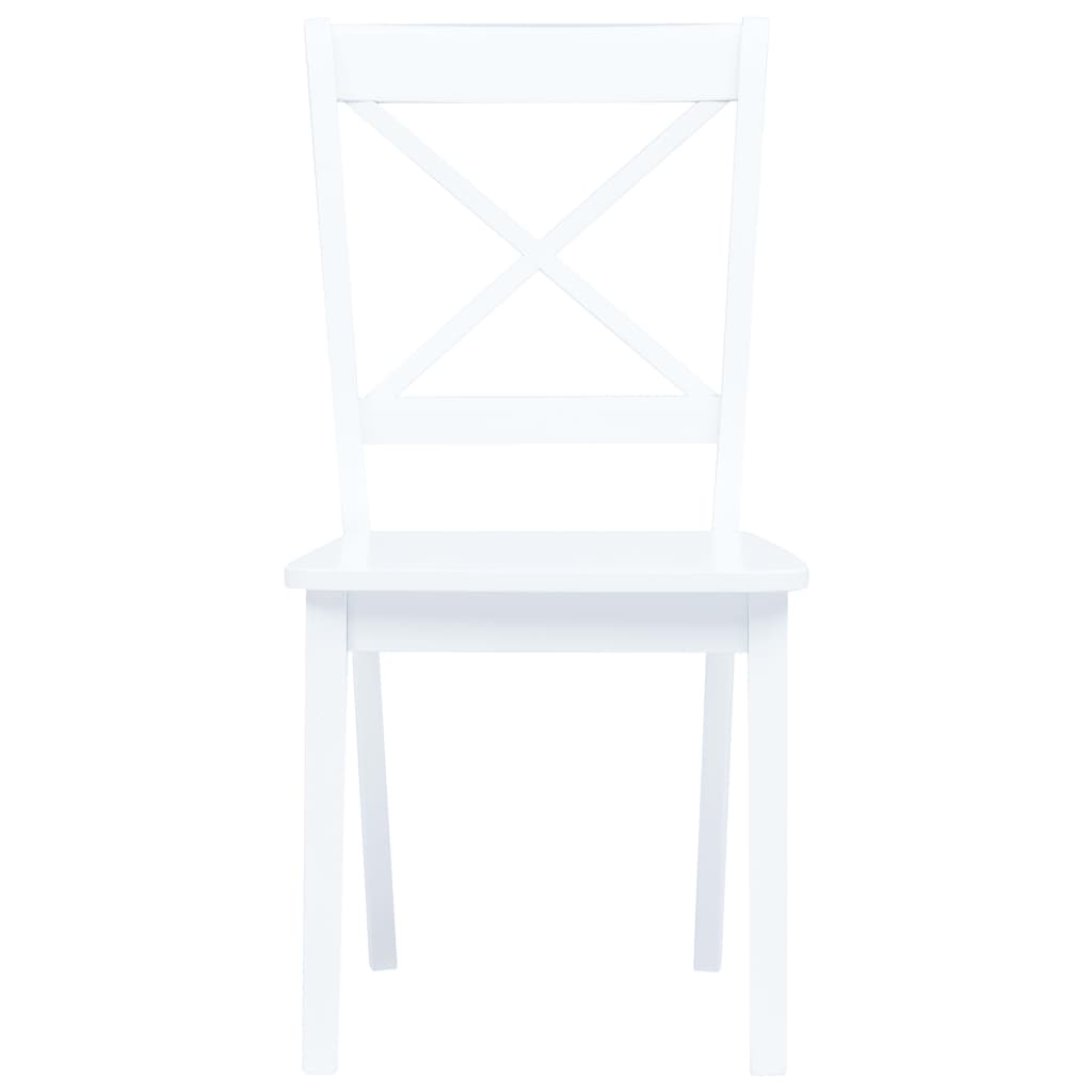 vidaXL virtuves krēsli, 6 gab., balts gumijas masīvkoks