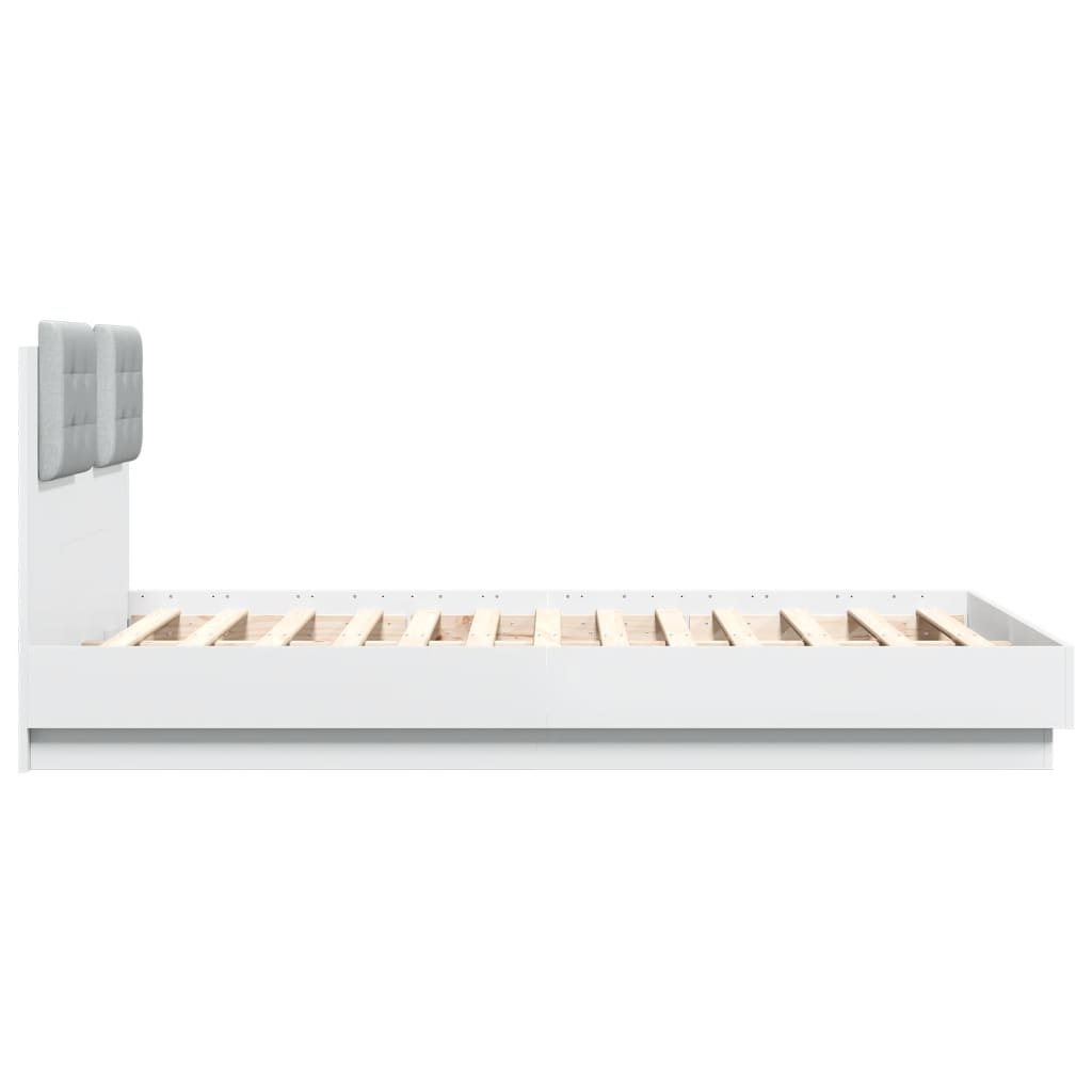 vidaXL gultas rāmis ar galvgali un LED, balts, 140x190 cm