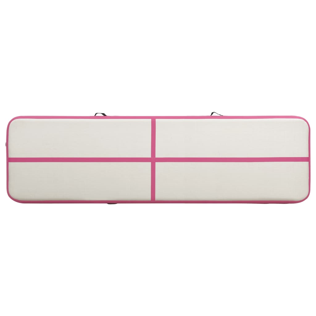 vidaXL piepūšams vingrošanas paklājs ar pumpi, 800x100x20 cm, rozā PVC