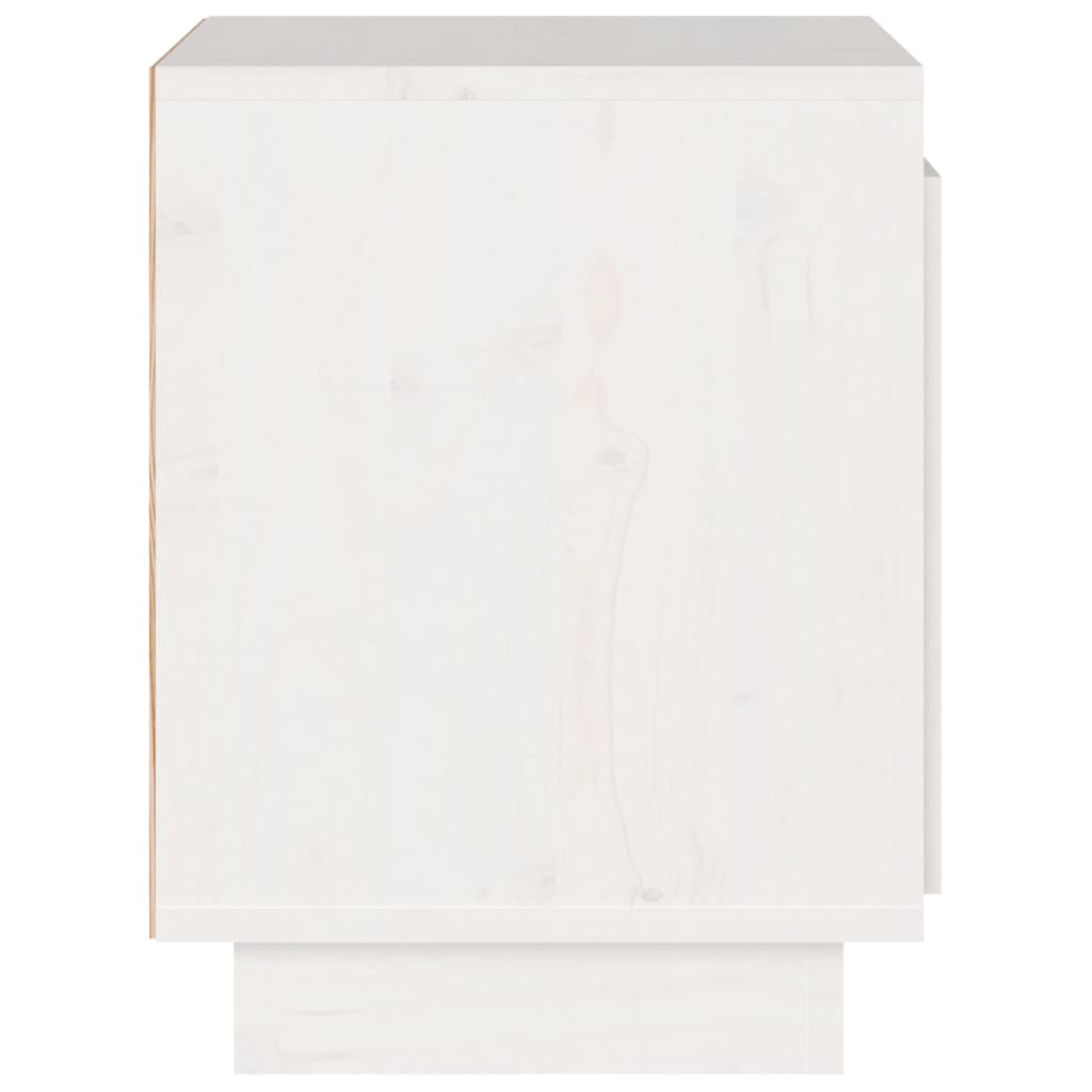 vidaXL naktsskapītis, balts, 40x30x40 cm, priedes masīvkoks