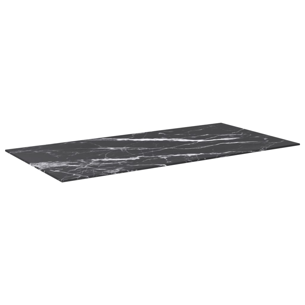 vidaXL galda virsma, melna, 100x50 cm, 6 mm, stikls ar marmora dizainu