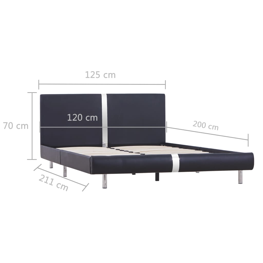 vidaXL gultas rāmis, melna mākslīgā āda, 120x200 cm