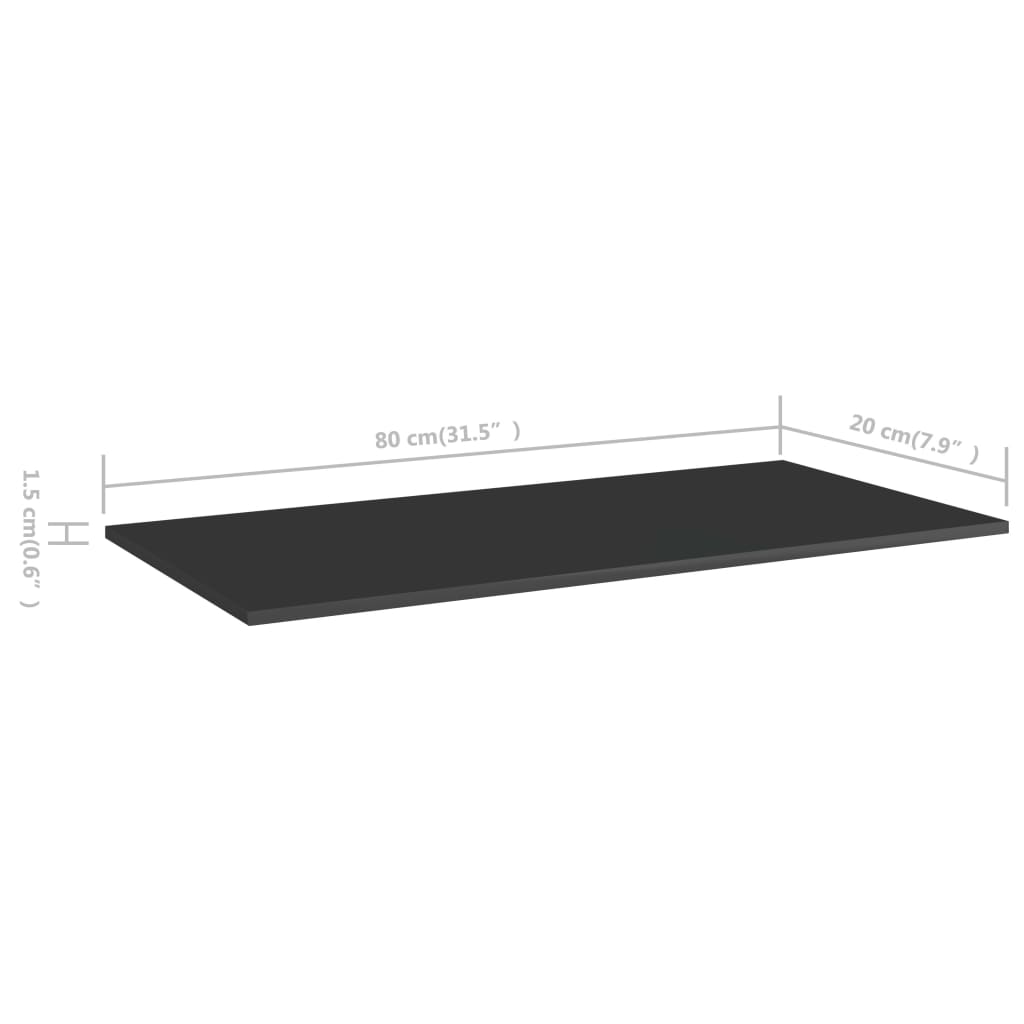 vidaXL plauktu dēļi, 8 gab., melni, 80x20x1,5 cm, skaidu plāksne