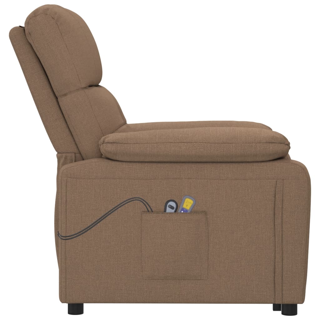 vidaXL elektrisks masāžas krēsls, atgāžams, brūns audums