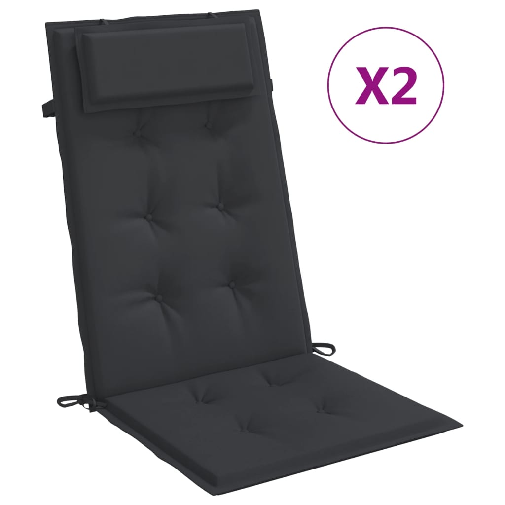 vidaXL dārza krēslu spilveni, 2 gab., melns oksforda audums
