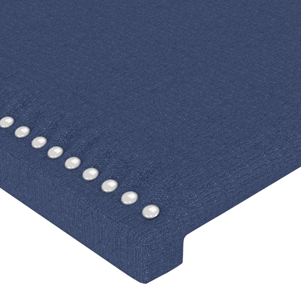 vidaXL gultas galvgalis ar LED, 90x5x118/128 cm, zils audums