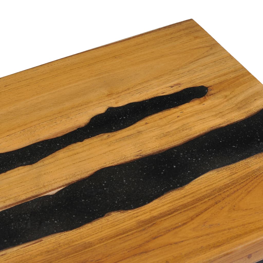 vidaXL kafijas galdiņš, 100x50x40 cm, masīvs tīkkoks un lavas akmens
