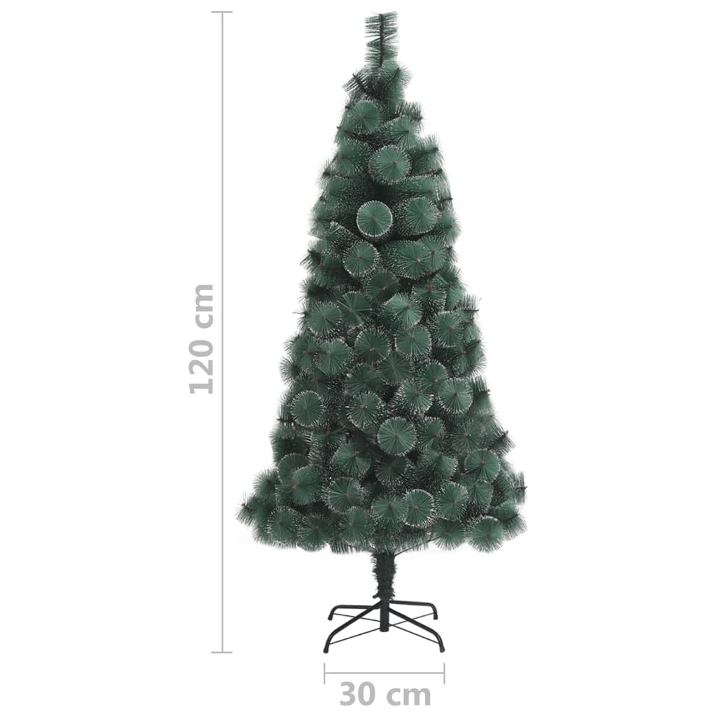 vidaXL mākslīgā Ziemassvētku egle, LED un rotājumi, 120 cm, PVC un PE