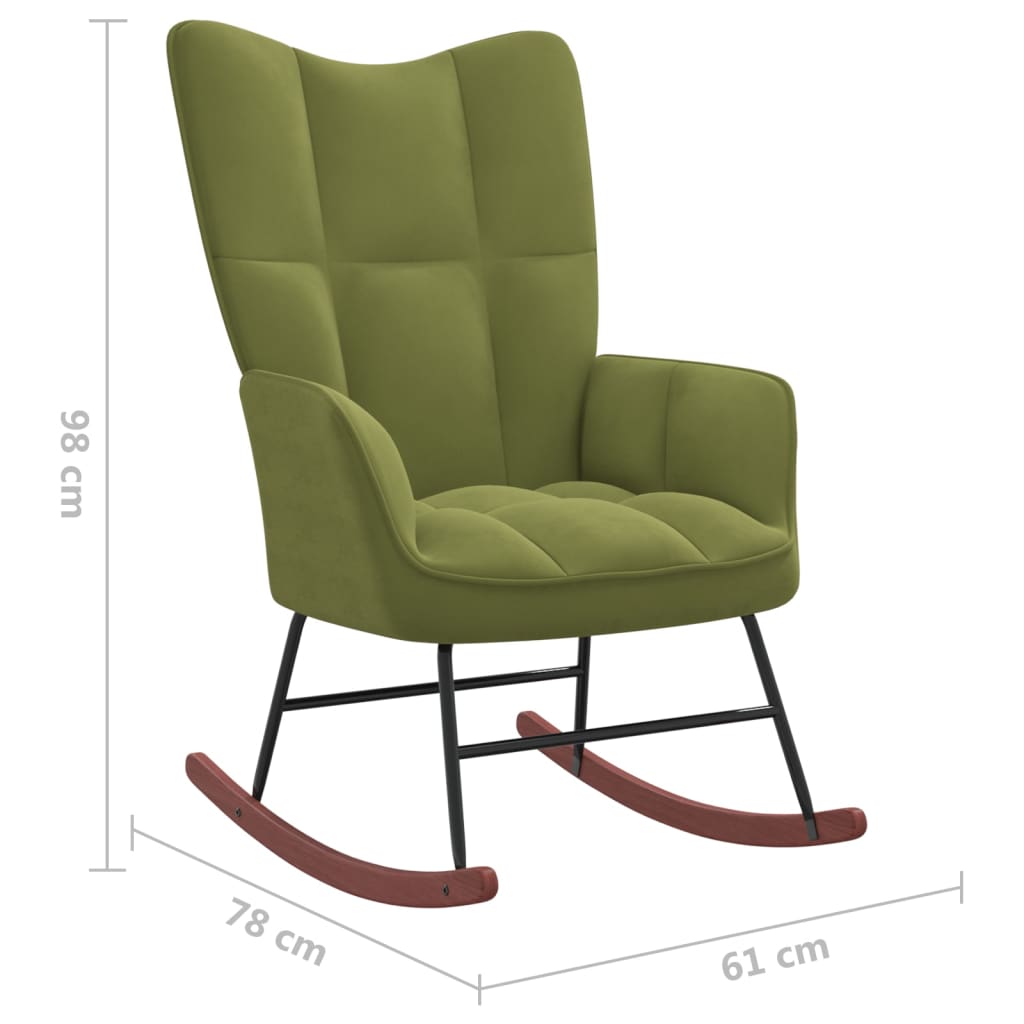 vidaXL šūpuļkrēsls, gaiši zaļš samts
