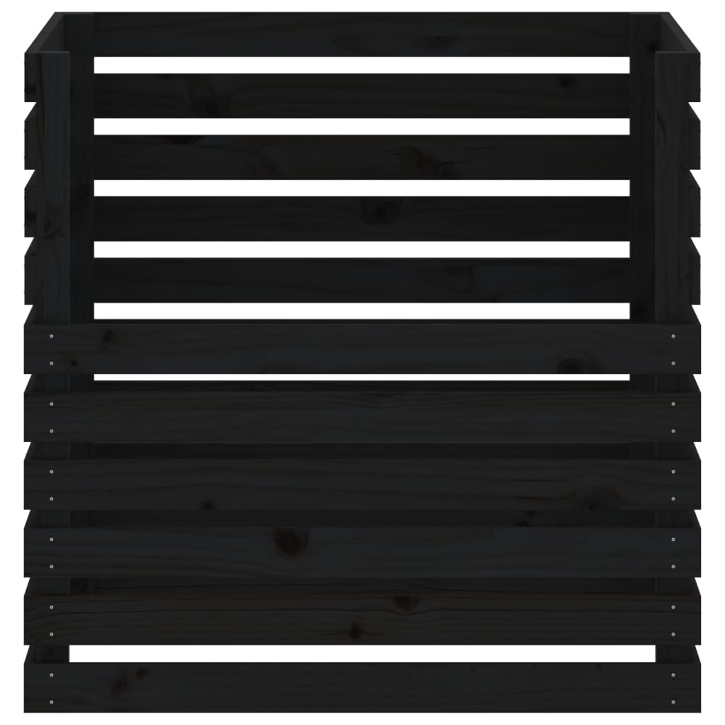 vidaXL komposta kaste, melna, 80x80x78 cm, priedes masīvkoks