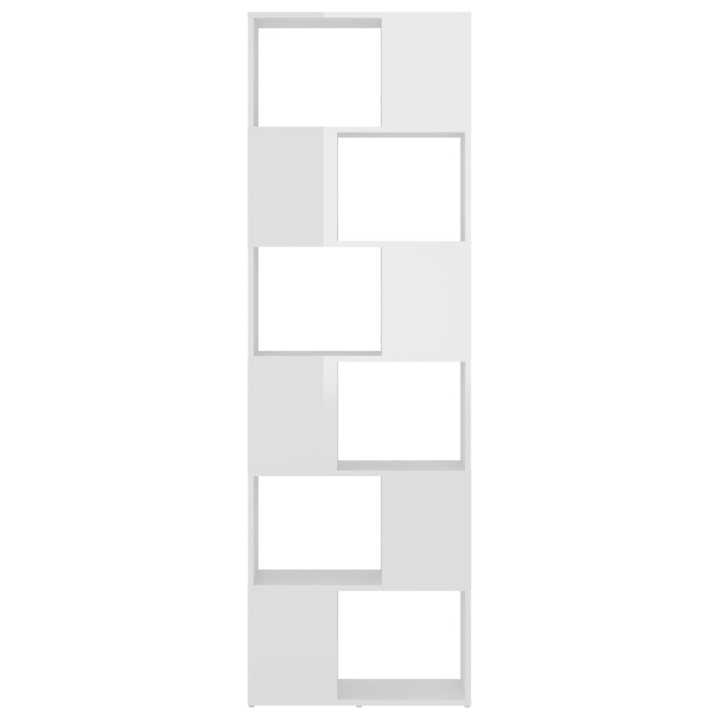 vidaXL grāmatu plaukts, spīdīgi balts, 60x24x186 cm