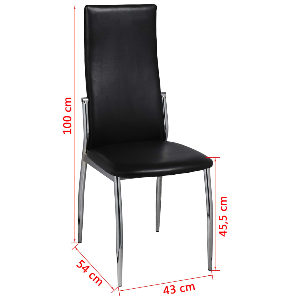 vidaXL virtuves krēsli, 6 gab., melna mākslīgā āda
