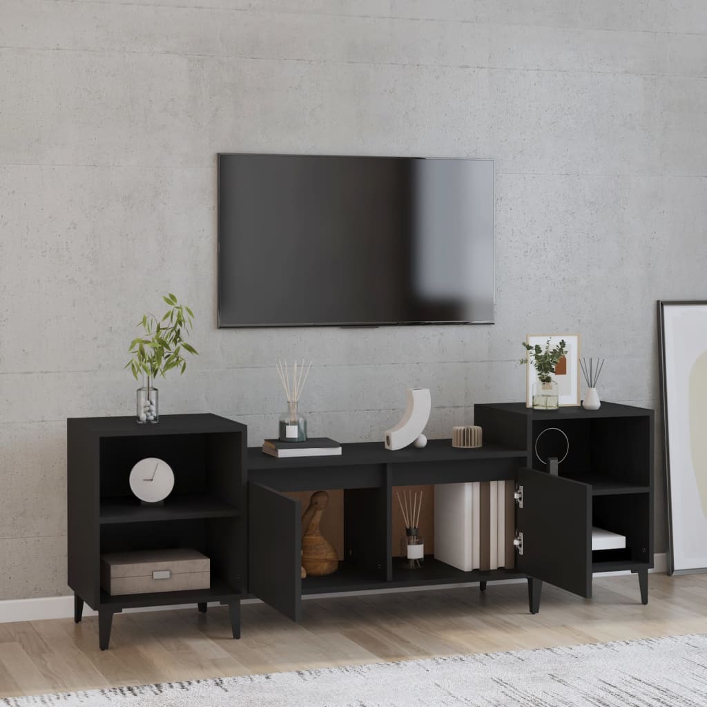 vidaXL TV skapītis, melns, 160x35x55 cm, inženierijas koks