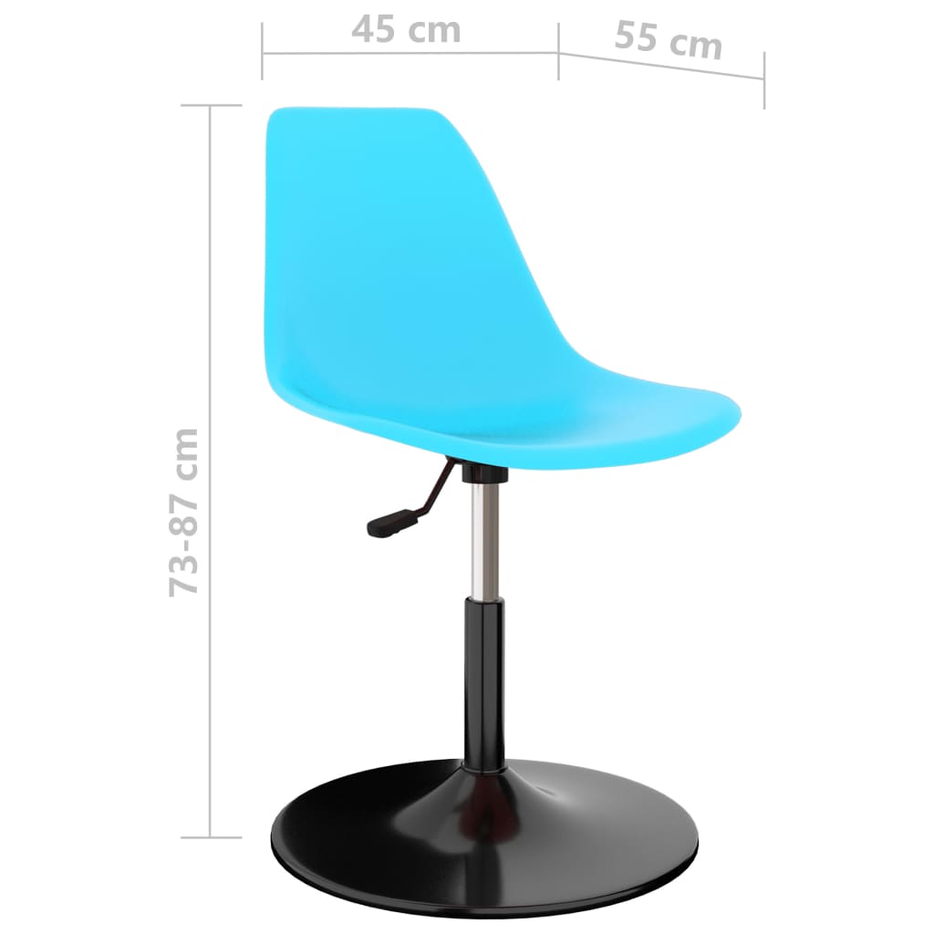 vidaXL grozāmi virtuves krēsli, 2 gab., zila plastmasa