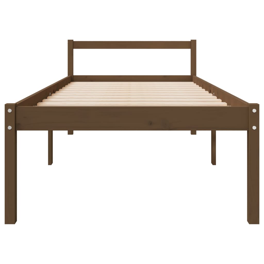 vidaXL senioru gultas rāmis, brūns, 100x200 cm, priedes masīvkoks