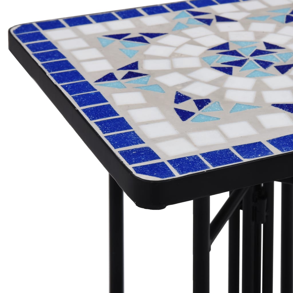 vidaXL mozaīkas galdiņš, zils ar baltu, keramika