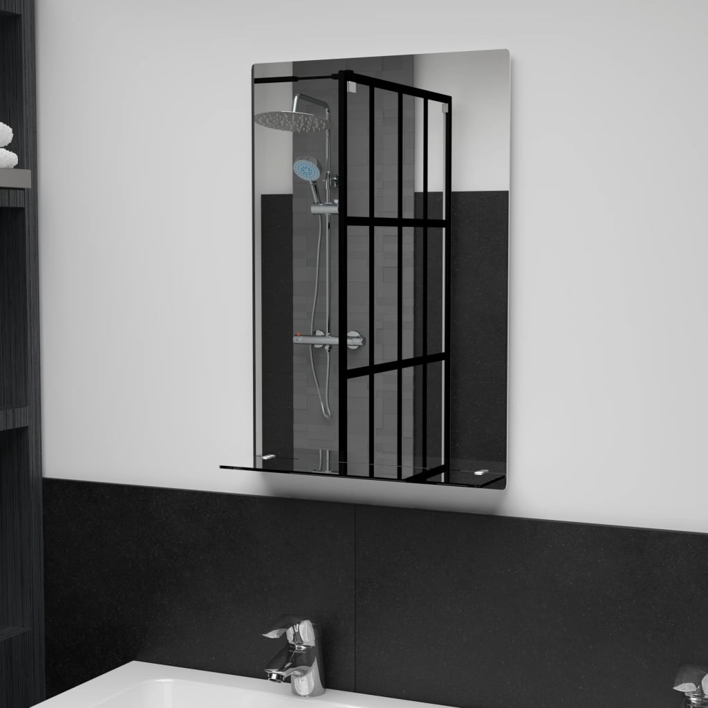vidaXL sienas spogulis ar plauktu, 40x60 cm, rūdīts stikls