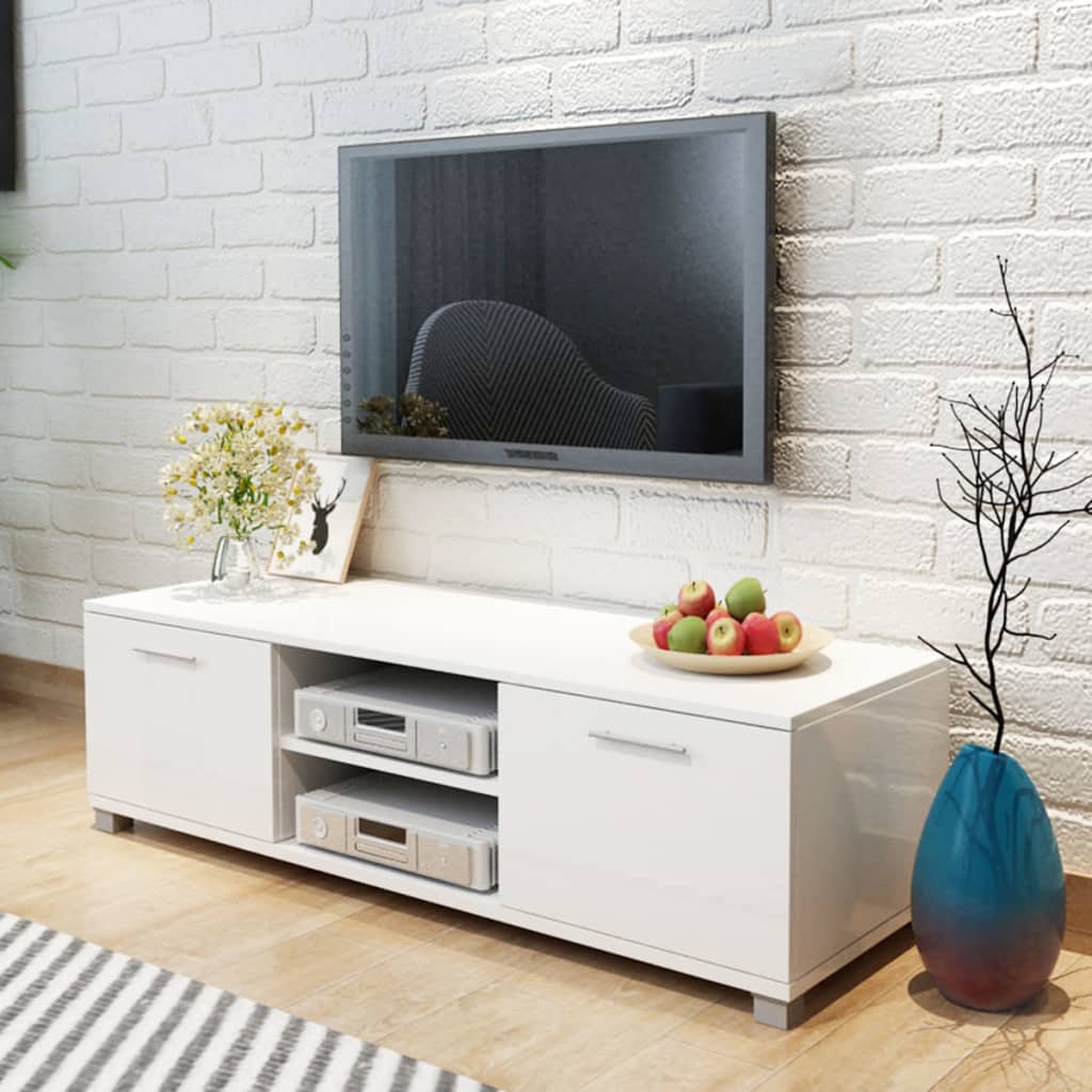 vidaXL TV skapītis, spīdīgi balts, 120x40,5x35 cm