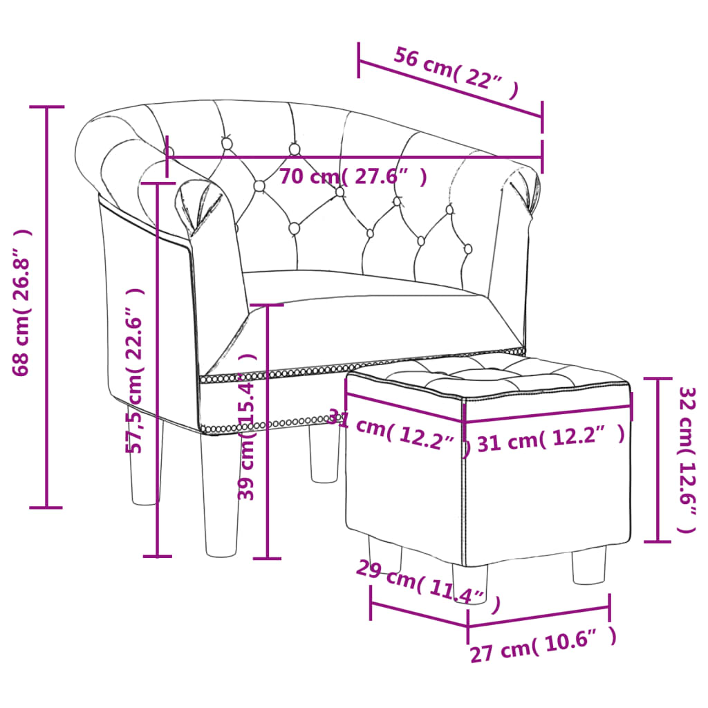 vidaXL atpūtas krēsls ar kājsoliņu, brūna mākslīgā āda