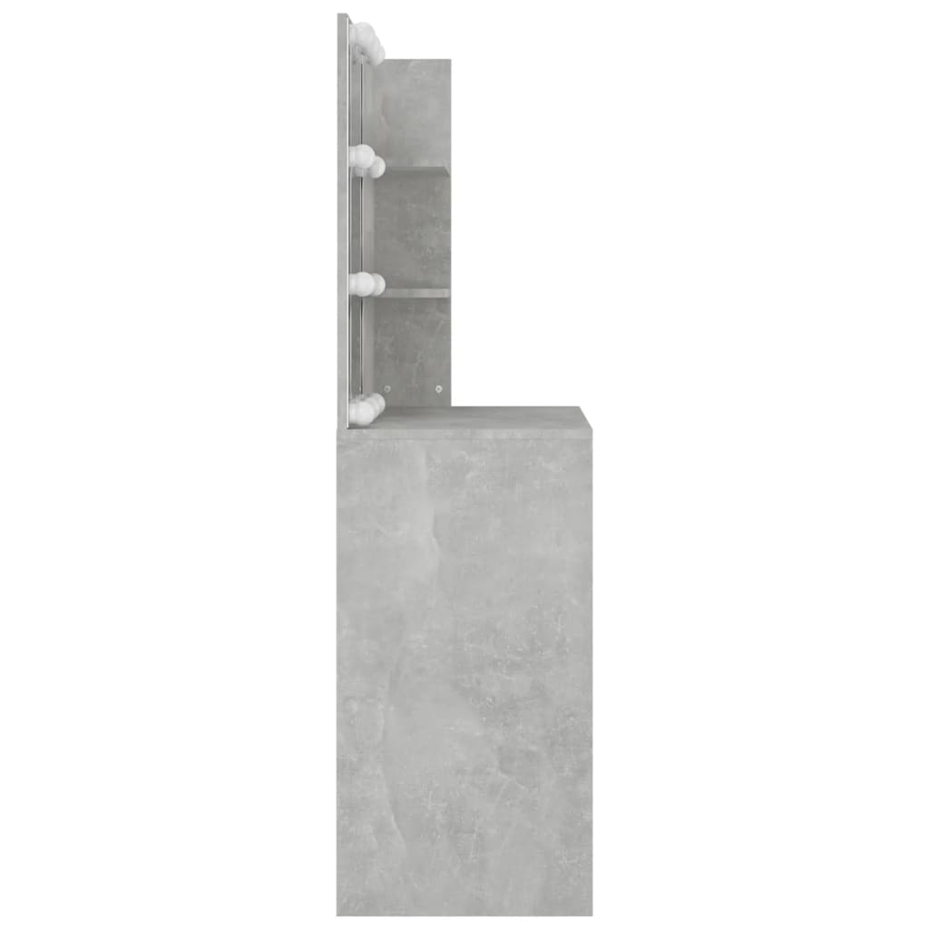 vidaXL spoguļgaldiņš ar LED, betona pelēks, 74,5x40x141 cm