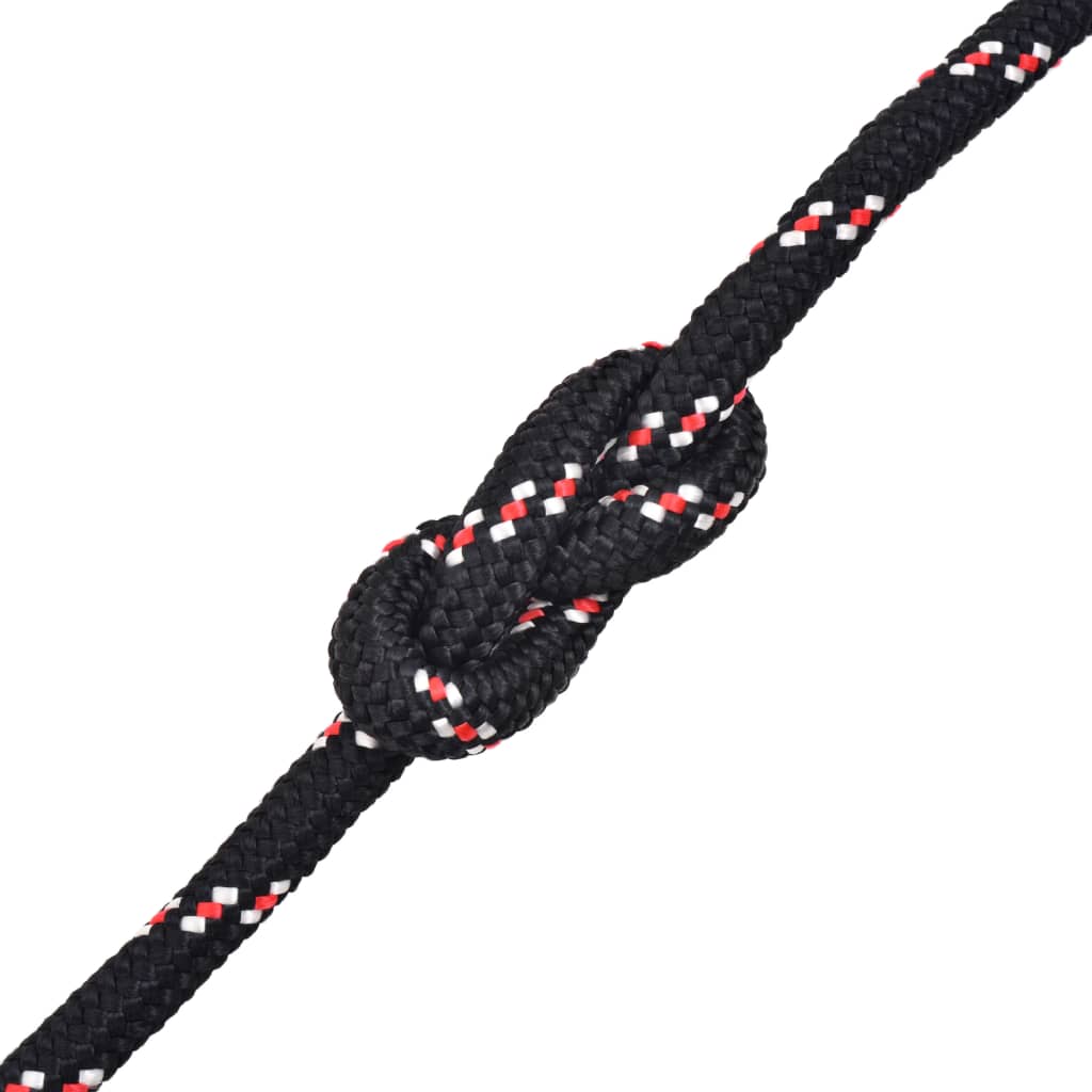 vidaXL pietauvošanās virve, polipropilēns, 18 mm, 50 m, melna