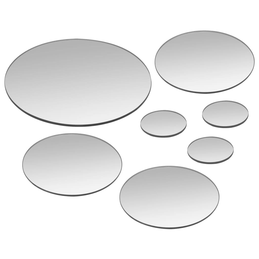 vidaXL septiņdaļīgs sienas spoguļu komplekts, apaļš, stikls
