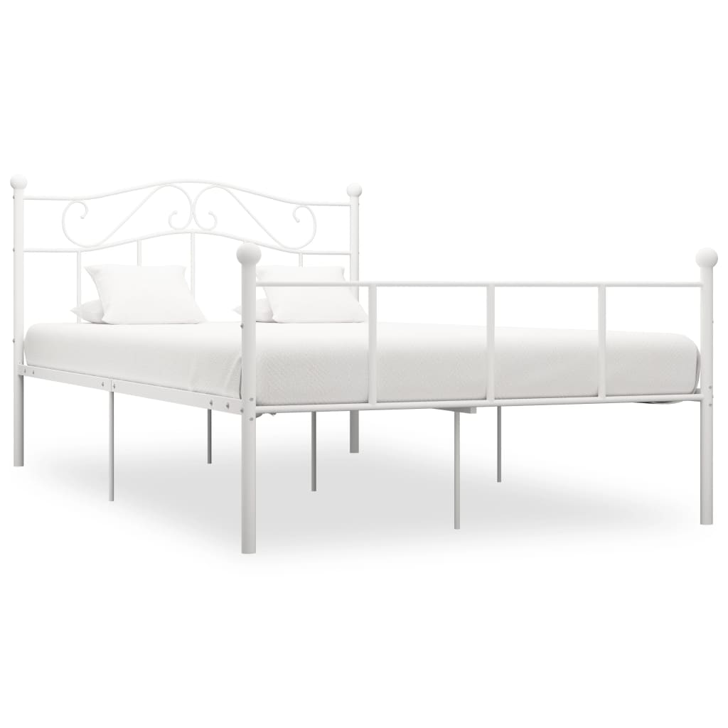 vidaXL gultas rāmis, balts metāls, 140x200 cm