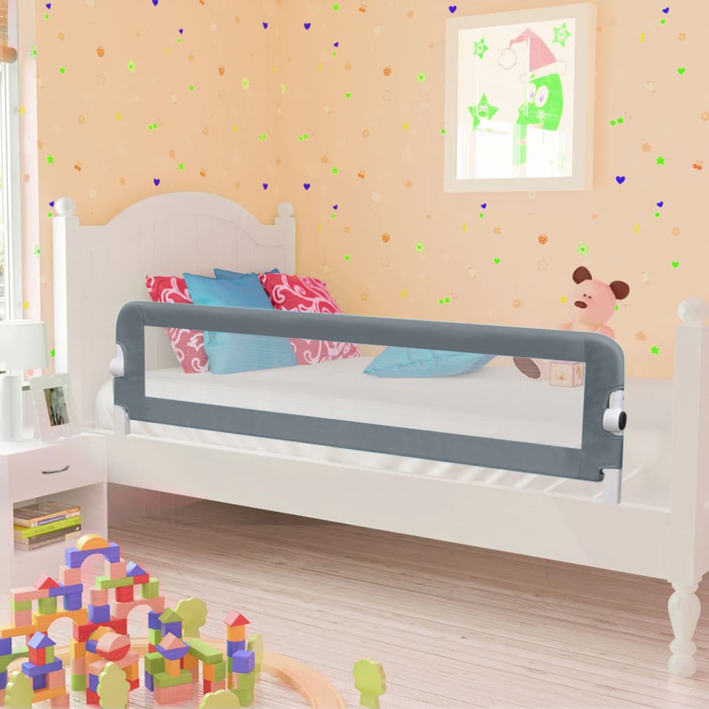vidaXL bērnu gultas aizsargbarjera, pelēka, 120x42 cm, poliesters