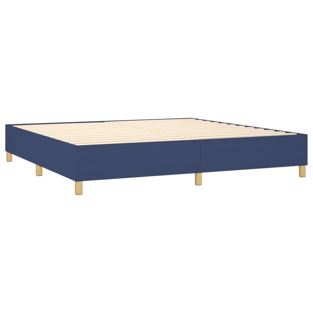 vidaXL atsperu gultas rāmis, zils, 200x200 cm, audums