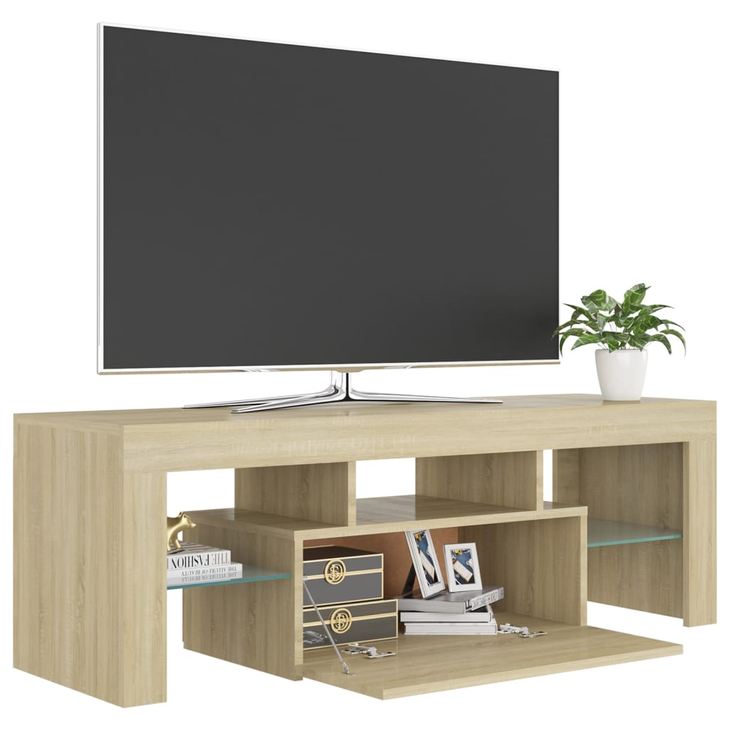vidaXL TV galdiņš ar LED lampiņām, 120x35x40 cm, ozolkoka krāsā