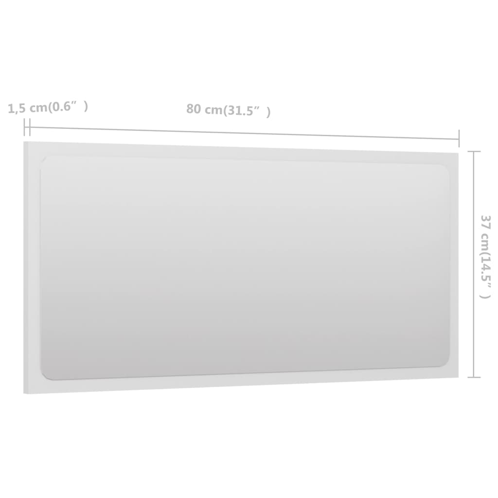 vidaXL vannasistabas spogulis, balts, 80x1,5x37 cm, skaidu plātne