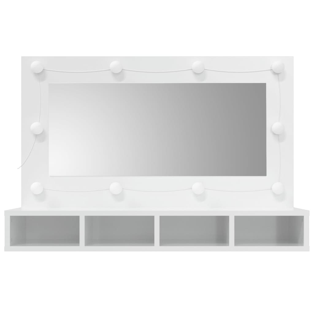 vidaXL spoguļskapītis ar LED, spīdīgi balts, 90x31,5x62 cm