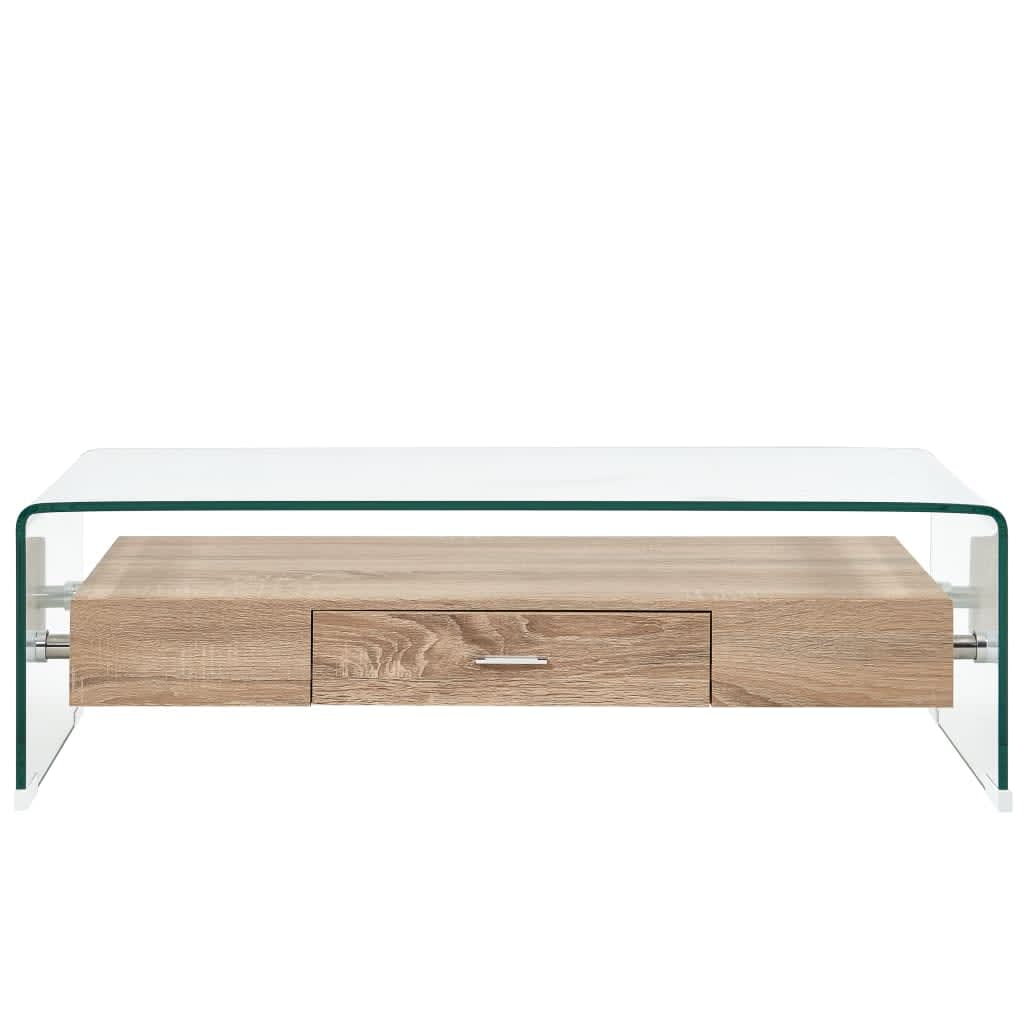 vidaXL kafijas galdiņš, caurspīdīgs, 98x45x31 cm, rūdīts stikls