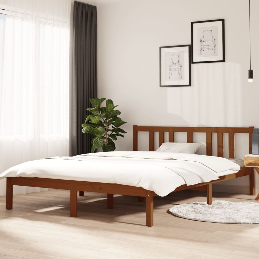 vidaXL gultas rāmis, medus brūns, masīvkoks, 140x200 cm
