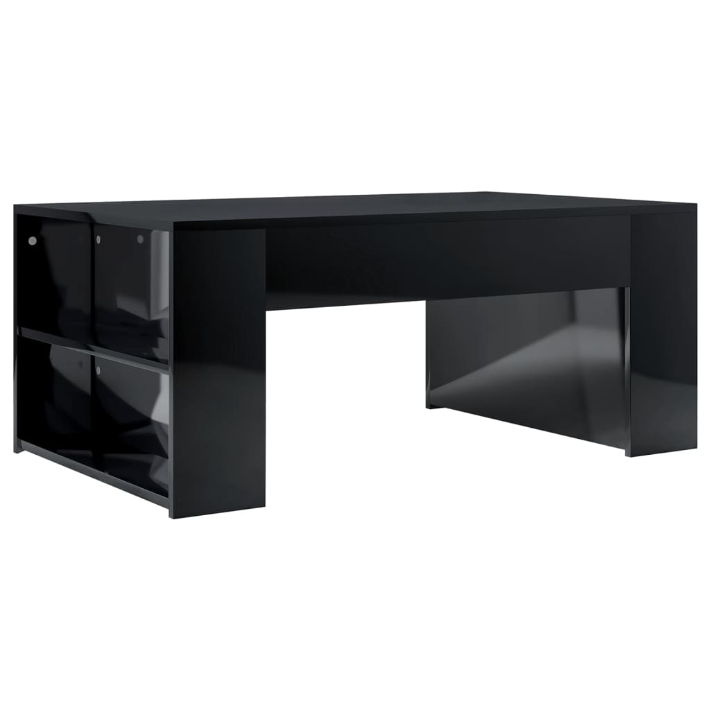 vidaXL kafijas galdiņš, spīdīgi melns, 100x60x42 cm, skaidu plāksne