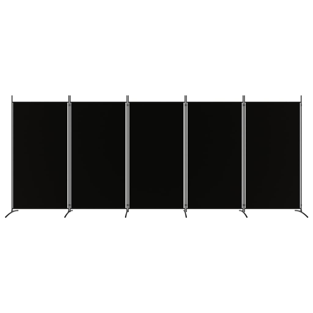 vidaXL 5-paneļu istabas aizslietnis, 433x180 cm, melns audums