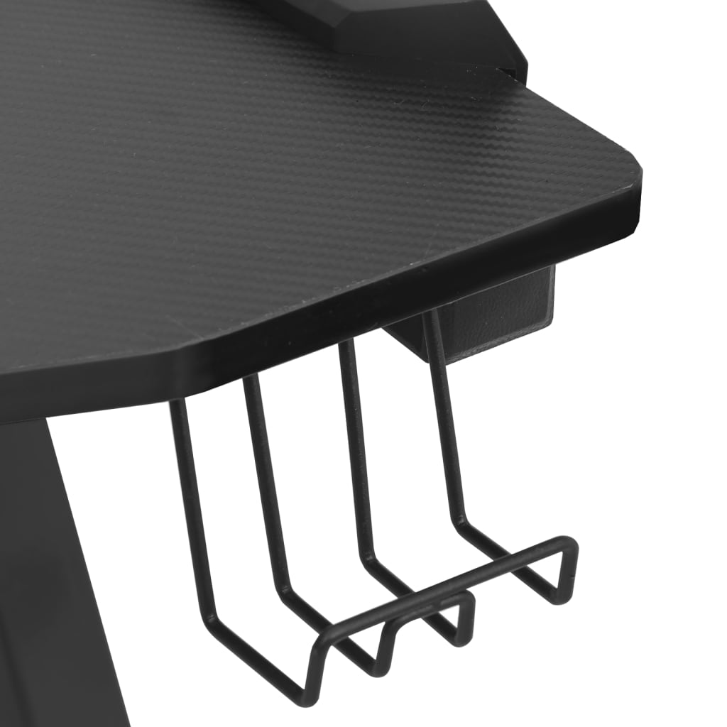 vidaXL datorspēļu galds ar LED, Y-formas kājas, melns, 110x60x75 cm