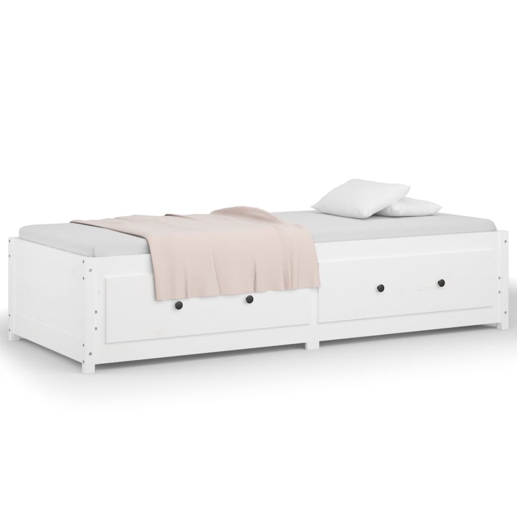 vidaXL gulta, balta, 80x200 cm, priedes masīvkoks