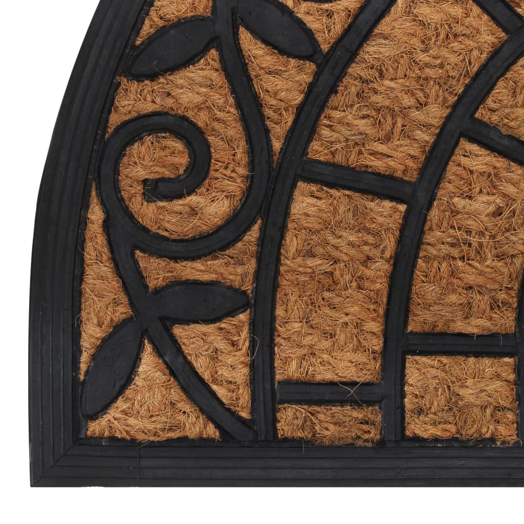 vidaXL durvju paklājs, pusapaļš, 45x75 cm, gumija, kokosa šķiedra