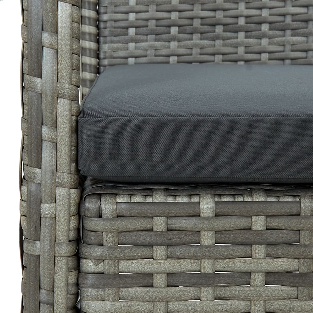 vidaXL trīsvietīgs dārza dīvāns ar matraci, pelēka PE rotangpalma