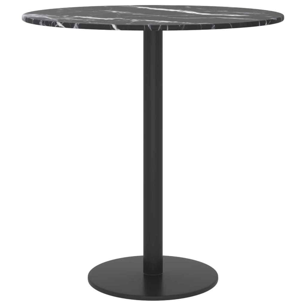 vidaXL galda virsma, melna, Ø40x0,8 cm, stikls ar marmora dizainu