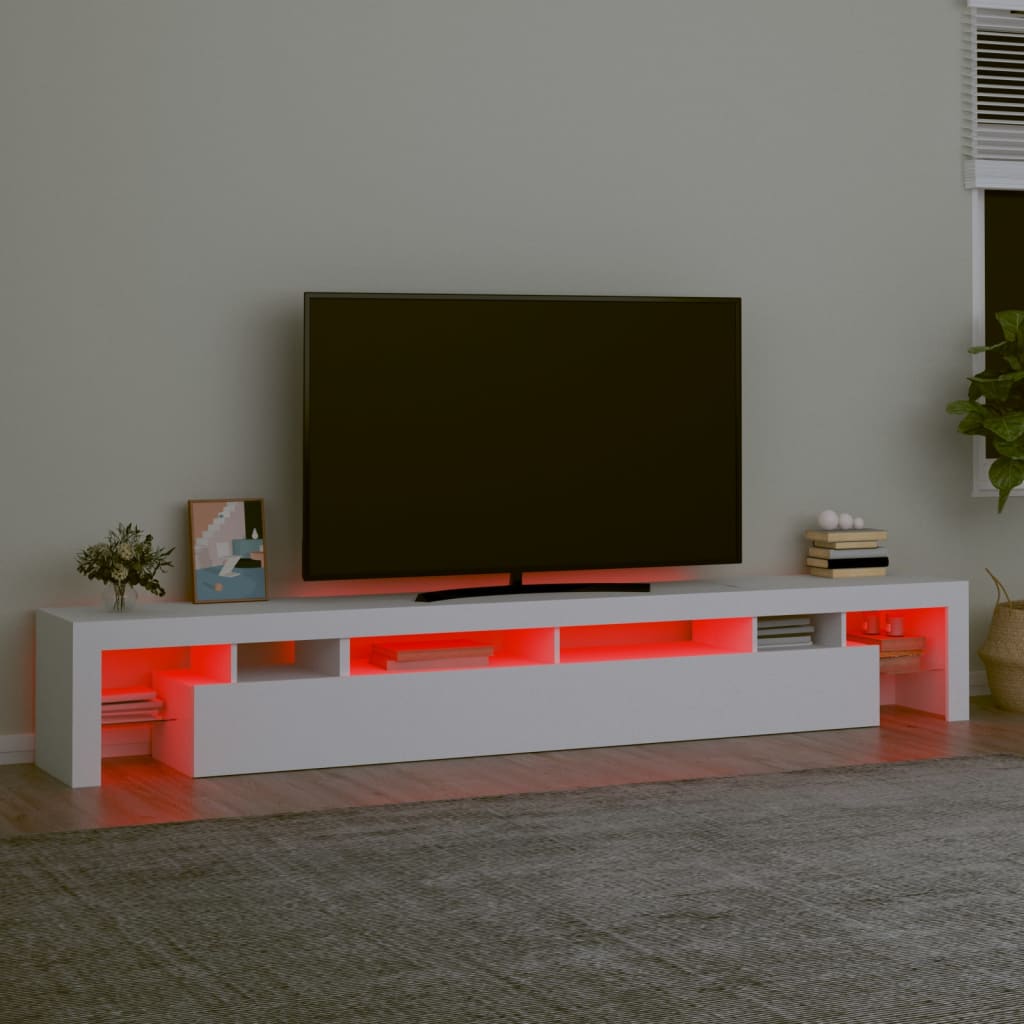 vidaXL TV skapītis ar LED apgaismojumu, balts, 260x36,5x40 cm