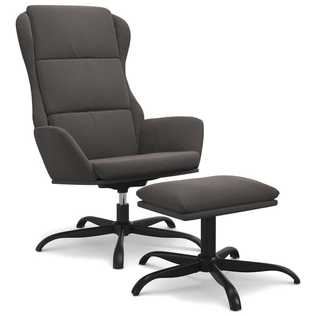 vidaXL atpūtas krēsls ar kājsoliņu, tumši pelēks mikrošķiedras audums