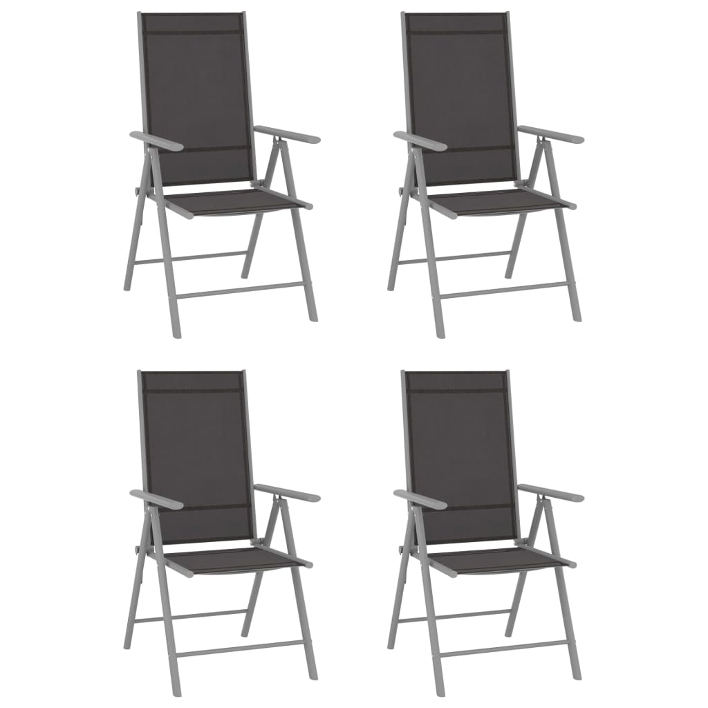 vidaXL saliekami dārza krēsli, 4 gab., tekstilēns, melni